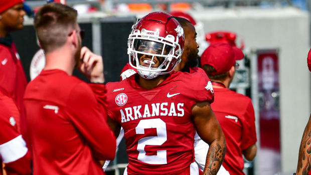 Myles Slusher celebrates touchdown
